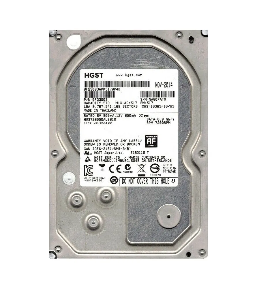 ฮาร์ดดิสก์ HGST Ultrastar ความจุ 5TB สำหรับเซิร์ฟเวอร์