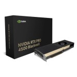 NVIDIA RTX Pro 4500 GPU with 32GB GDDR7 memory, Blackwell architecture, PCIe 5.0 x16 interface, 4x DisplayPort 2.1b, 896 GB/s bandwidth, 200W TDP for professional AI, ray tracing, and visualization workloads.