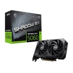 MSI G5060-8S2C GeForce RTX 5060 SHADOW 2X OC 8GB GDDR7 128-Bit PCI Express 5.0 x16 3-DisplayPort 1-HDMI 1x 8-Pin Dual-Slot Graphics Card