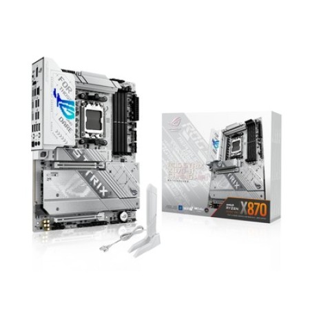 Asus ROG STRIX X870-A GAMING WIFI Ryzen 9000 / 8000 / 7000 Series X870 Chipset Socket AM5 4x DDR5 DIMM Slots 1x HDMI 1x DisplayPort 2x USB4 2x SATA 6Gb/s Ports 1x 2.5Gb Ethernet 802.11be 2x2 Wi-Fi 7 ATX Gaming Desktop System Board (Motherboard)